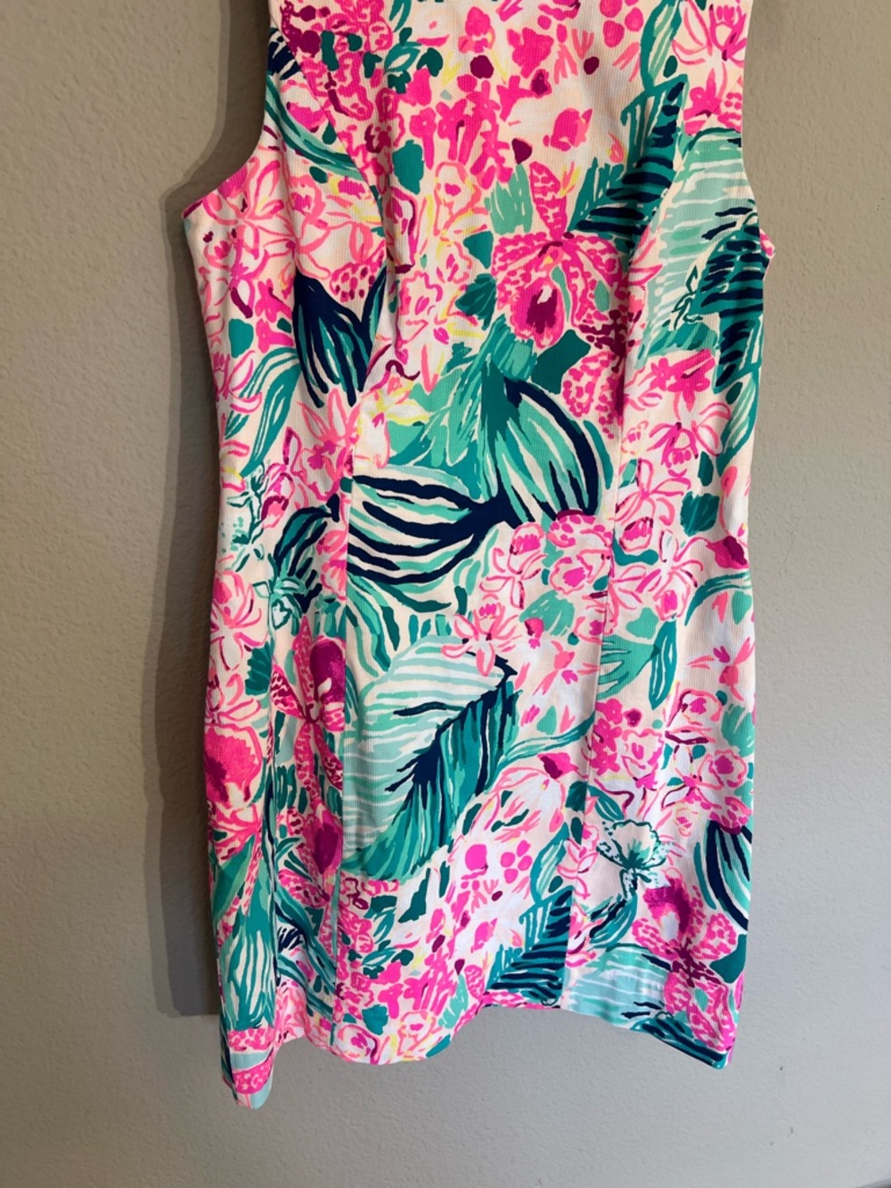 Lilly Pulitzer Mila Stretch Shift dress Via Flora pink green tropical floral 6 - Picture 6 of 12